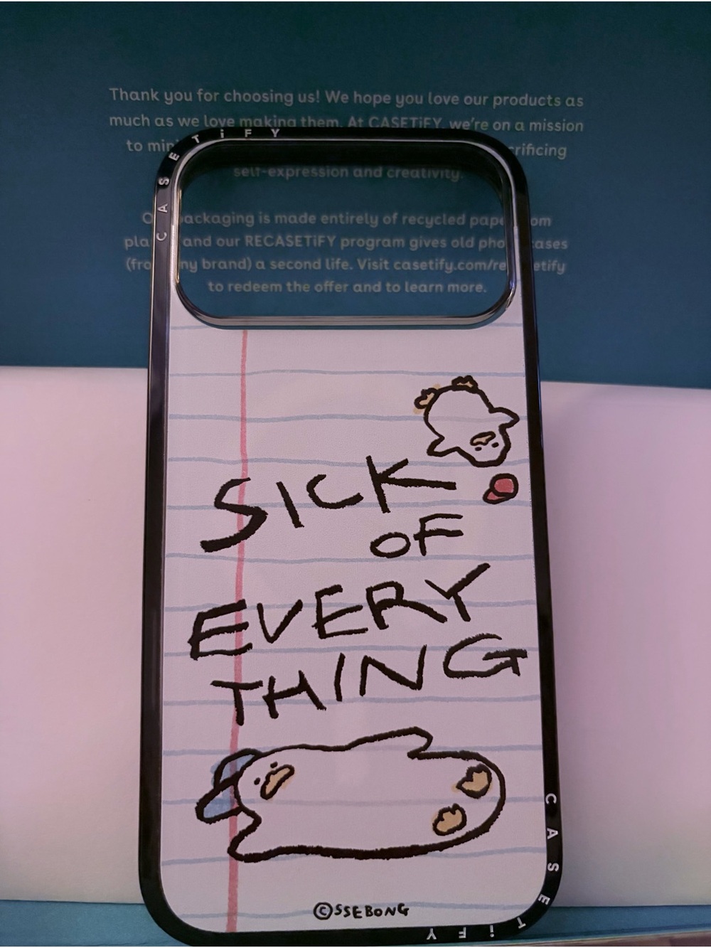 Casetify Black & White 'Sick of Everything' Doodle Phone Case